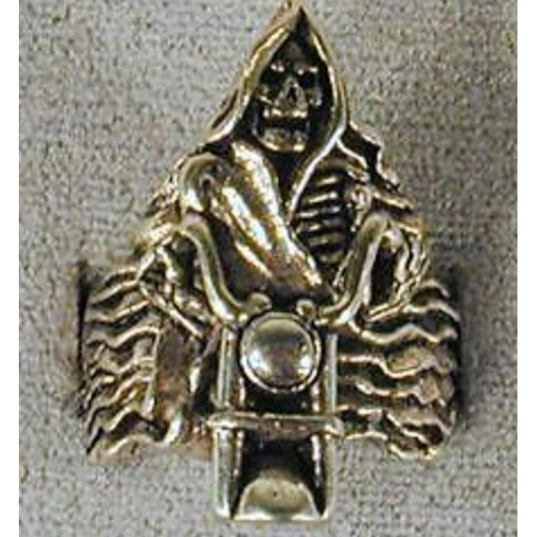 1 DELUXE GRIM REAPER RIDE BIKE SILVER BIKER RING BR 143 mens RINGS jewelry Image 1