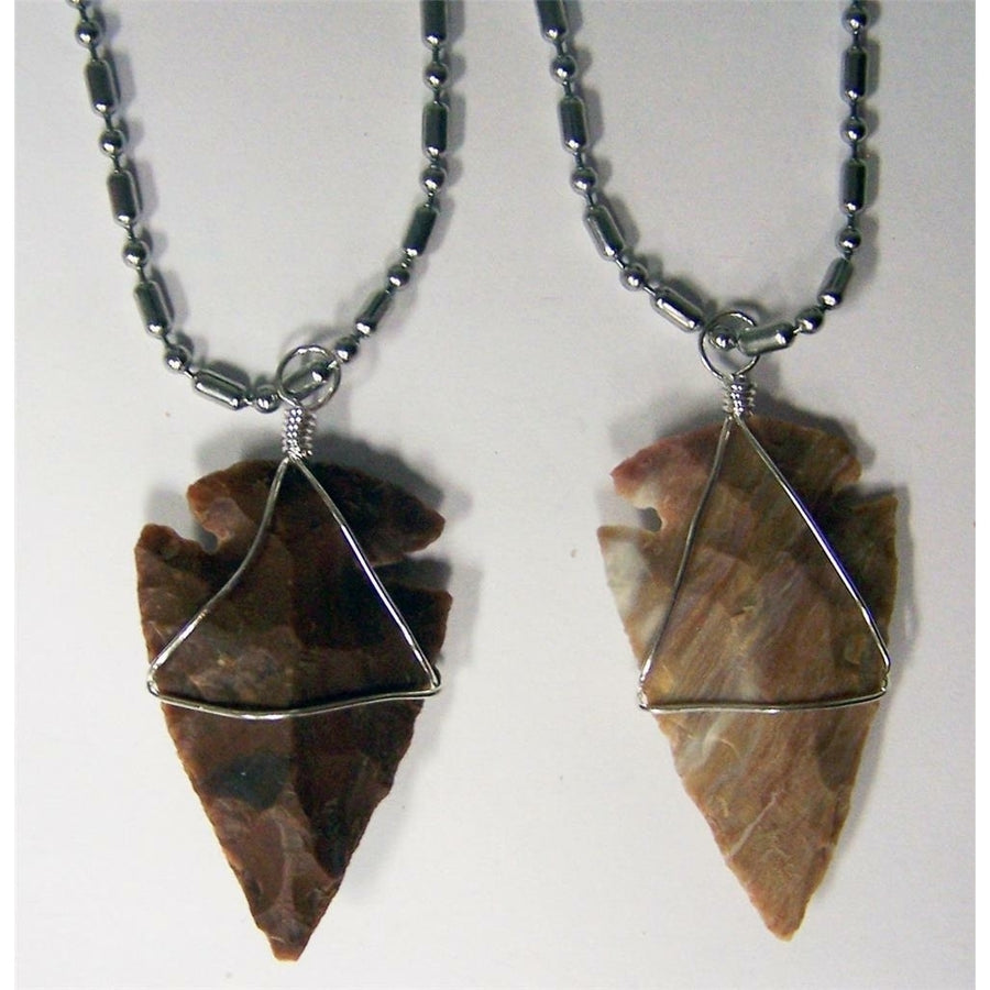 BUY 1 GET 1 FREE STAINLESS STEEL 24" BALL CHAIN NECKLACE W  WIRE WRAP ARROWHEAD Image 1