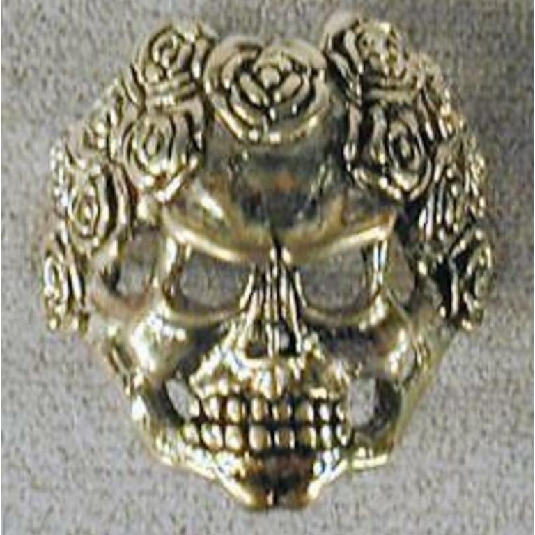 DELUXE SKULL W BUNDLE OF ROSES SILVER BIKER RING BR125 mens RINGS jewelry Image 1