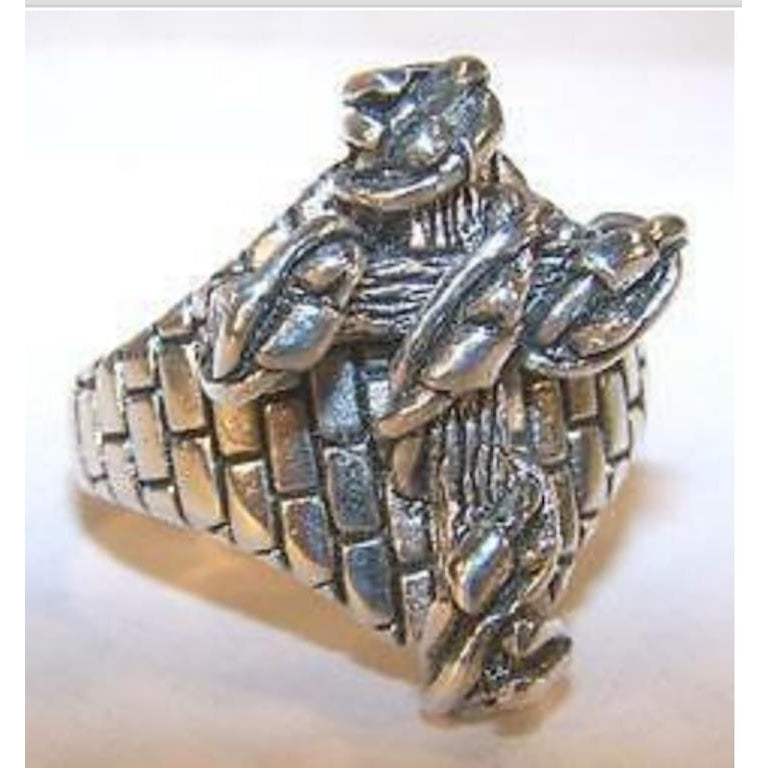 DELUXE WRAPED TYED CROSS SILVER BIKER RING BR231 mens RINGS jewelry  CROSSES Image 1