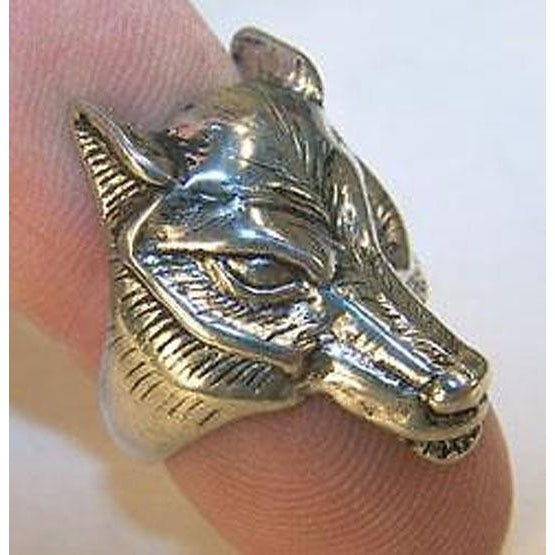 DELUXE WOLF HEAD SILVER BIKER RING BR225 mens RINGS jewelry  WOLVES ladies Image 1