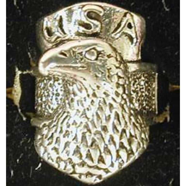 DELUXE USA EAGLE HEAD SILVER BIKER RING BR221 mens RINGS jewelry  EAGLES Image 1