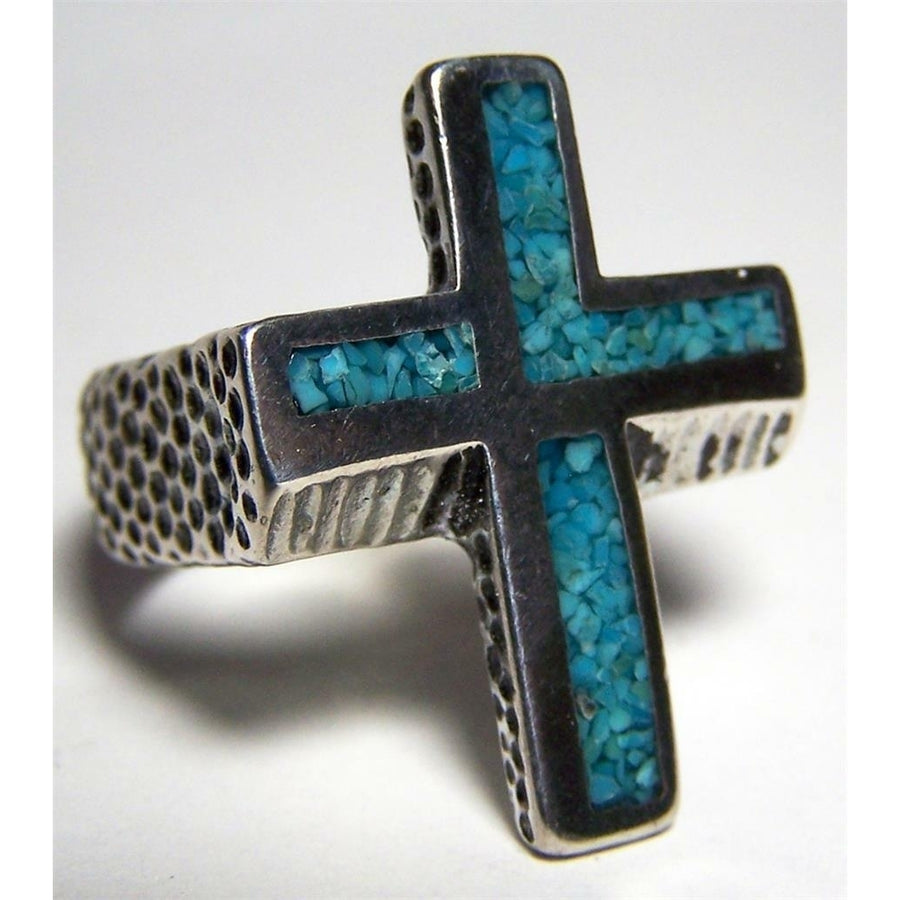 Quality LARGE CROSS BIKER SILVER RING BR81R jewelry RINGS mens CROSSES womens Image 1