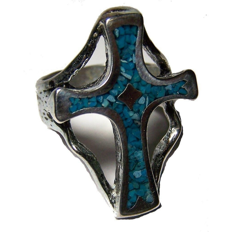 Quality LARGE CELTIC CROSS BIKER SILVER RING BR82R jewelry RINGS mens CROSSES Image 1