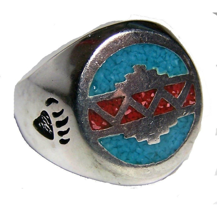Quality NATIVE RUG DESIGN  BR98R  jewelry RINGS mens womens BIKER SILVER Image 1