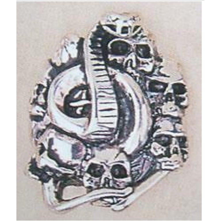 DELUXE SNAKE IN PILE OF SKULLS SILVER BIKER RING BR211  jewelry  mens SNAKES Image 1
