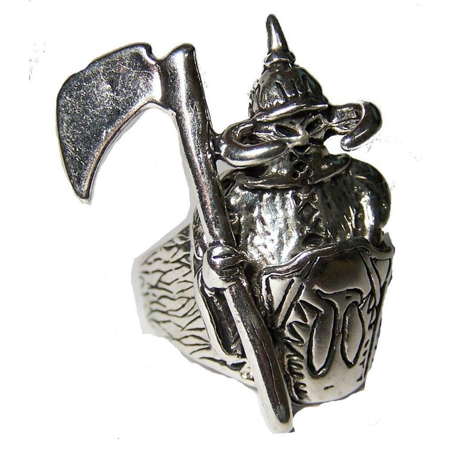 Quality MIDEVAL VIKING KNIGHT W ARMOR BIKER SILVER RING BR13 jewelry RINGS mens Image 1