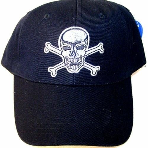 6 SKULL X BONE BASEBALL CAPS scull hat mens novelty headwear skulls cross bones Image 1