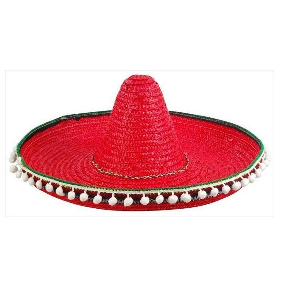 RED COLOR SOMBRERO HAT WITH TASSELS mexican party hats costume mexico supplies Image 1