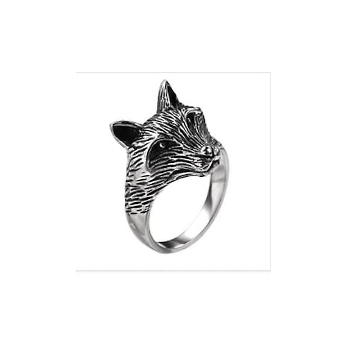 NORSE FOX HEAD STAINLESS STEEL RING  add size to note  BRX010 cottage wolf Image 1