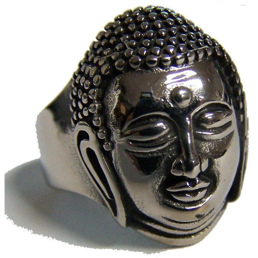 BUDDHA HEAD STAINLESS STEEL RING size 11 - S-540 biker  MENS womens religious Image 1
