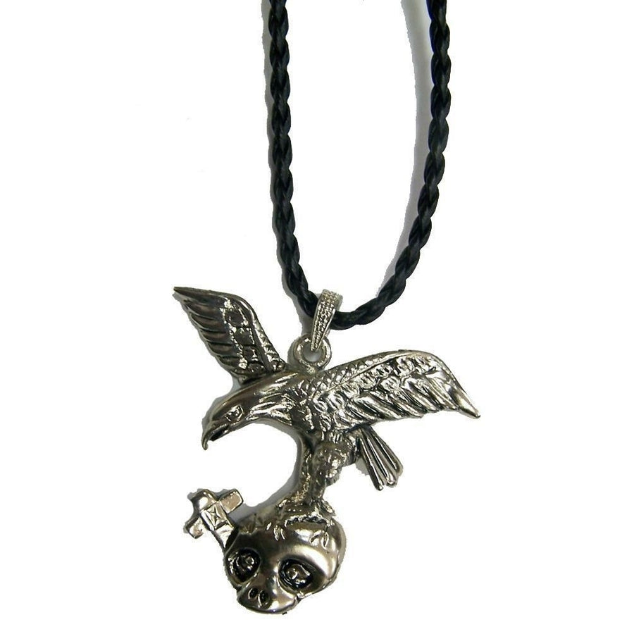 BUY 1 GET 1 FREE FLYING EAGLE HOLDING SKULL and CROSS ROPE NECKLACE RN609 Image 1