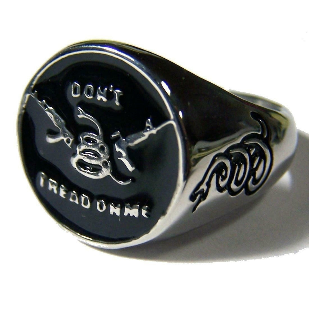 DONT TREAD ON ME SNAKE STAINLESS STEEL RING sizes 7 TO 12--- - S-542 biker Image 1