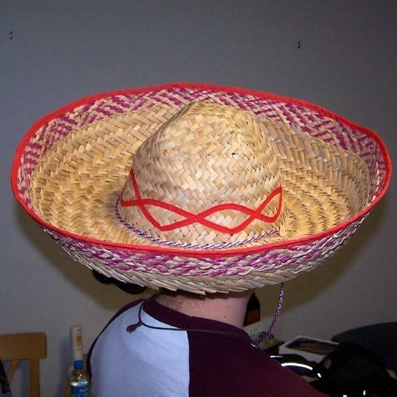 2 LARGE STRAW MEXICAN SOMBRERO HAT mexico ht47 tall cap dressup costumes PARTY Image 1