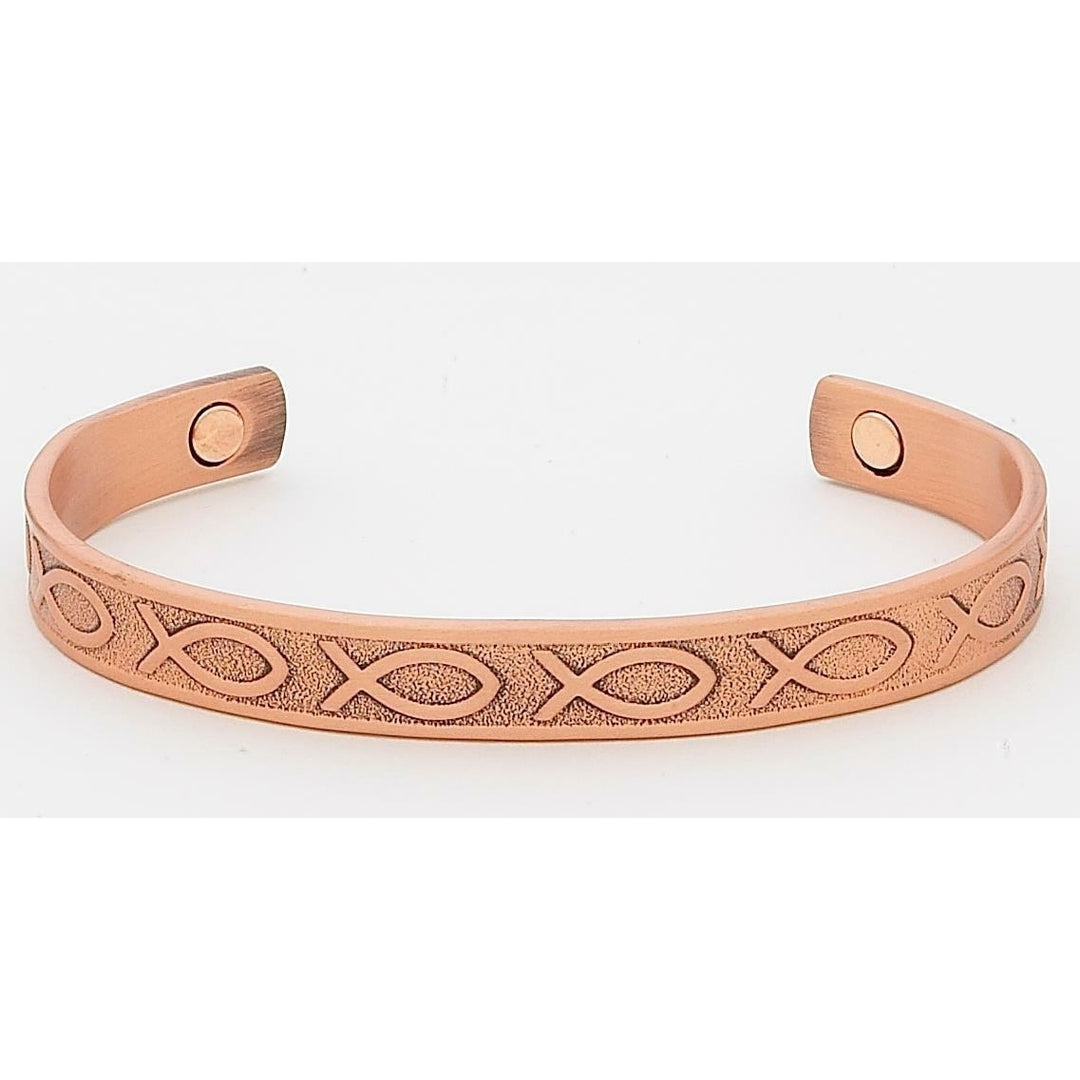 PURE COPPER MAGNETIC CHRISTIAN BRACELET jewelry health pain relieve FISH SYMBOL Image 1