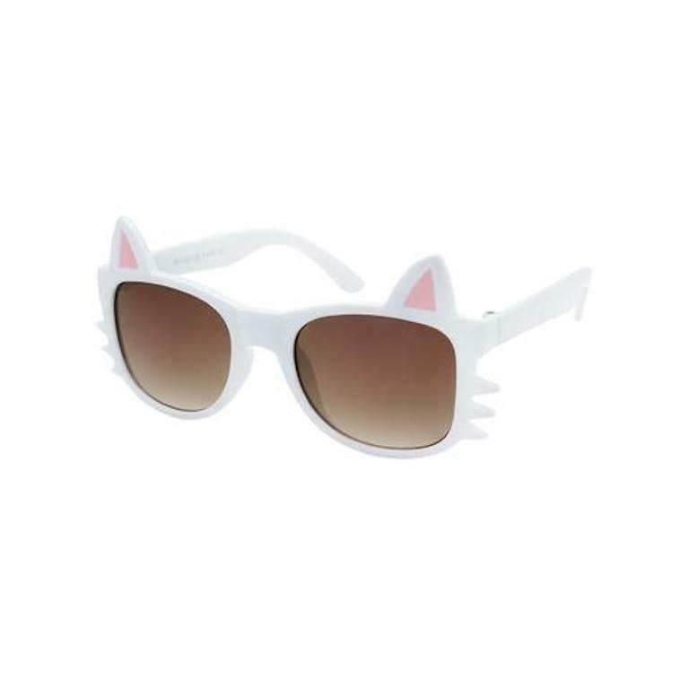 WHITE Dazey Shades tween Cat Shape Fashion Sunglasses with Case girls kids cute Image 1