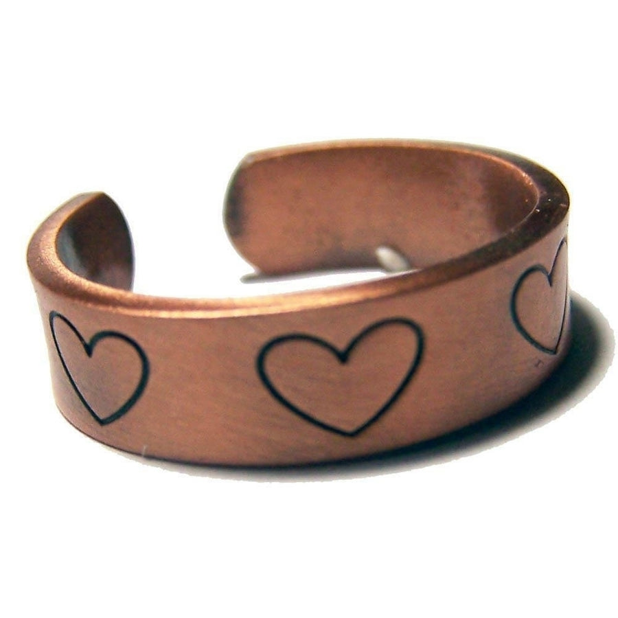 PURE HEAVY COPPER HEARTS RING health mens womens jewelry JL622 stress relief Image 1