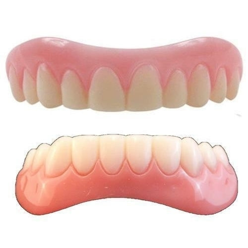Instant Smile Teeth MEDIUM top and BOTTOM SET w 2 PKG EX BEADS Veneers Fake  Photo Image 1