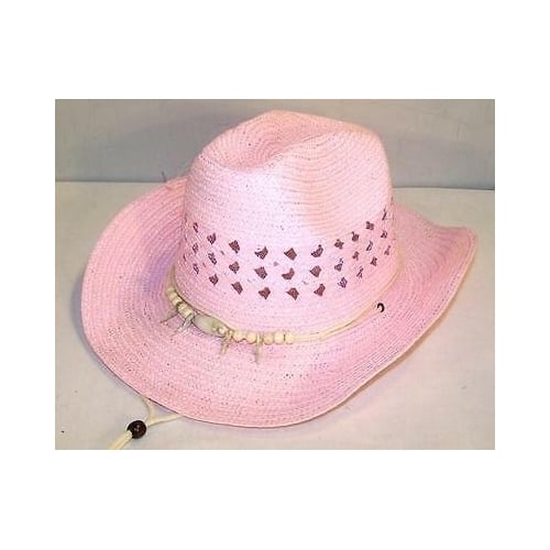 unisex  PINK WOVEN WESTERN COWBOY HAT WITH BEAR CLAW HEAD BAND western wear 127 Image 1