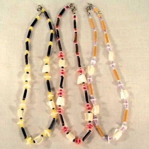 NUGGET SHELL NECKLACE W REAL BAMBOO and BEADS jewelry SJ002 necklaces mens ladies Image 1