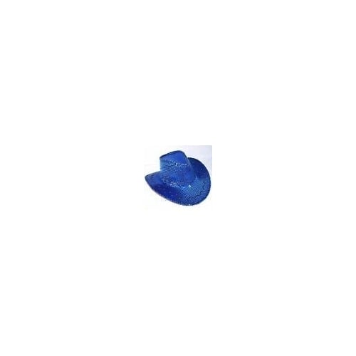 6 SEQUIN BLUE COWBOY HAT party supply western wholesale Image 1