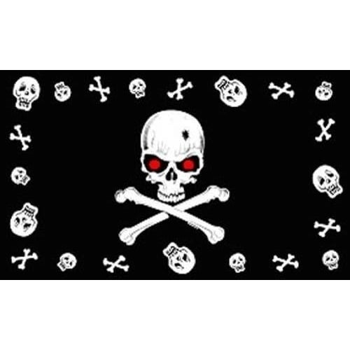 SKULL RED EYES FLAG FL335 flags skulls crossbone banner 3 x 5 novelty pirate Image 1