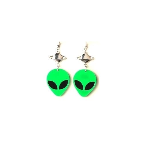 Acrylic Alien Head Space Earrings ufo jewelry ladies dangle  JL690 aliens Image 1