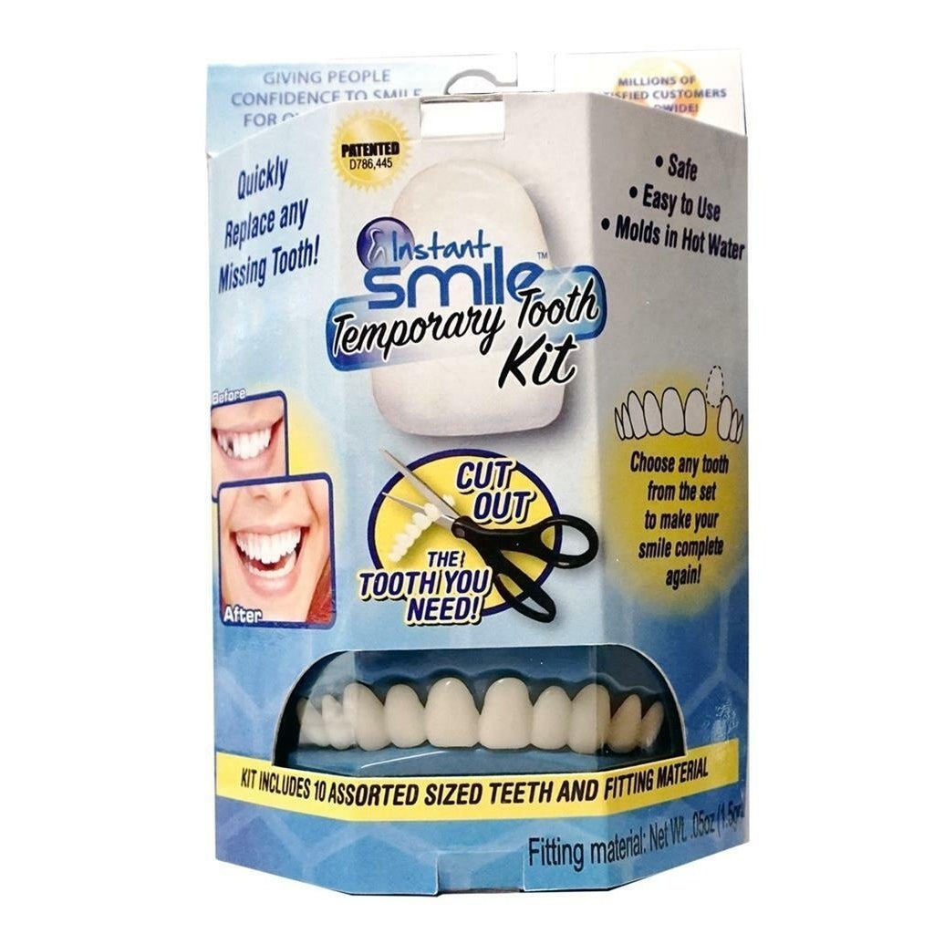 BLUE BOX INSTANT SMILE TEETH REPLACEMENT W 1 EXTRA BEADS replace missing tooth Image 1