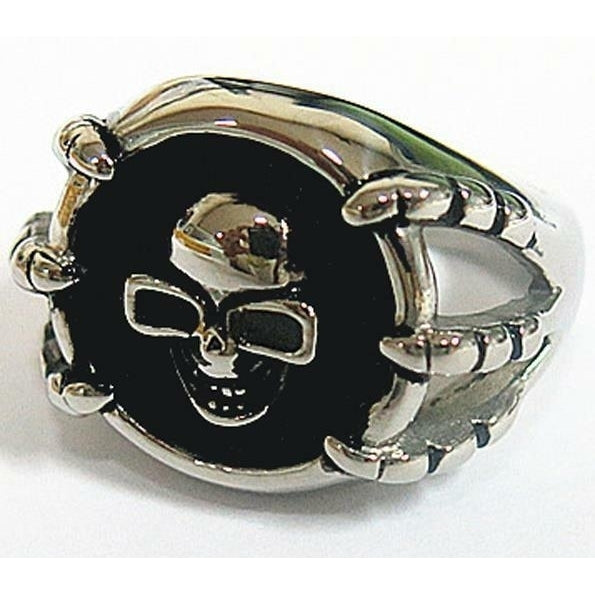 SKULL HEAD W CLAWS STAINLESS STEEL RING size 12 silver metal S-521 biker unisex Image 1