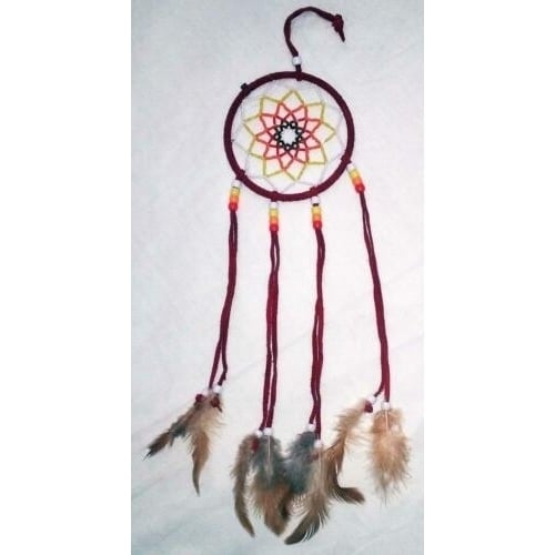 RED 20 INCH SEED BEAD HAND BEADED DREAM CATCHER feathers dreamcatcher handmade Image 2