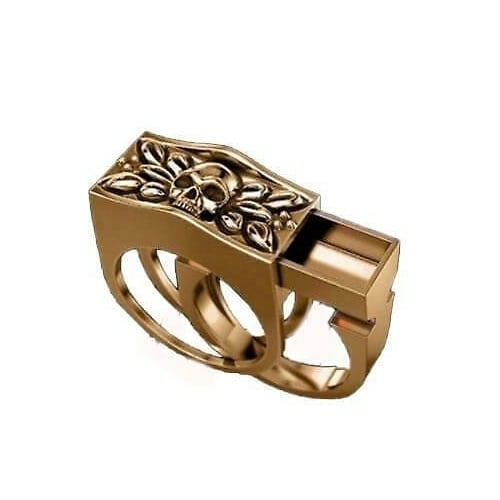 ROSE GOLD HIDDEN COMPARTMENT SKULL RING BRX62 mens womens gothic vintage Image 1