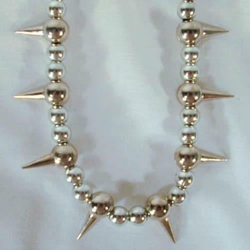 2 SPIKE BALL CHAIN METAL 18 INCH NECKLACE mens womens spikes jewelry  JL235 Image 1