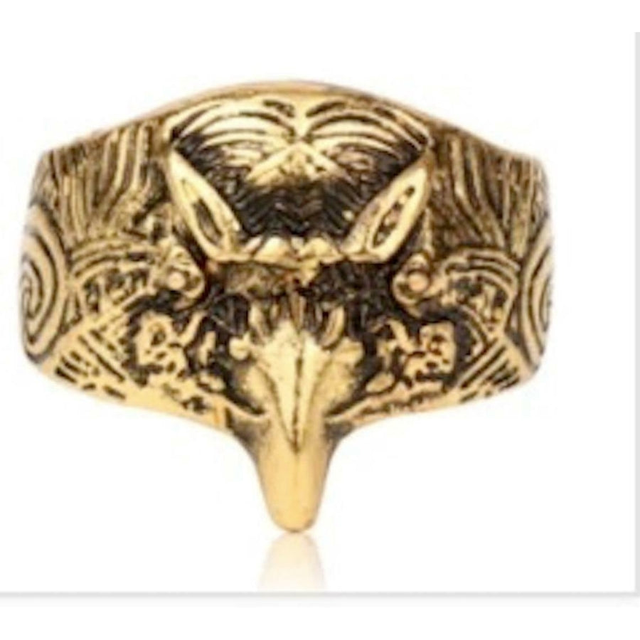 Engraved gold tribal eagle head adjustable metal ring one size men women BRX017 Image 1