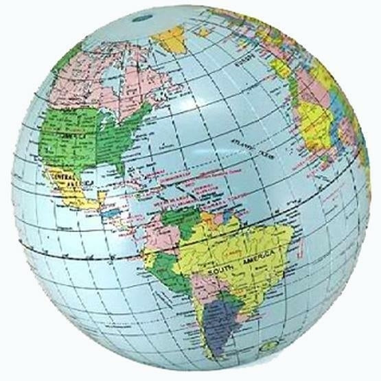 2 INFLATABLE 12 INCH BLUE WORLD GLOBE inflate earth ball sphere novelty map Image 1