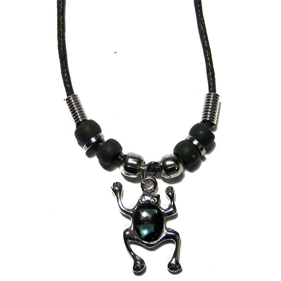 PAUA SHELL FROG PENDANT ROPE NECKLACE beads 18IN men womens  572 JEWELRY Image 1
