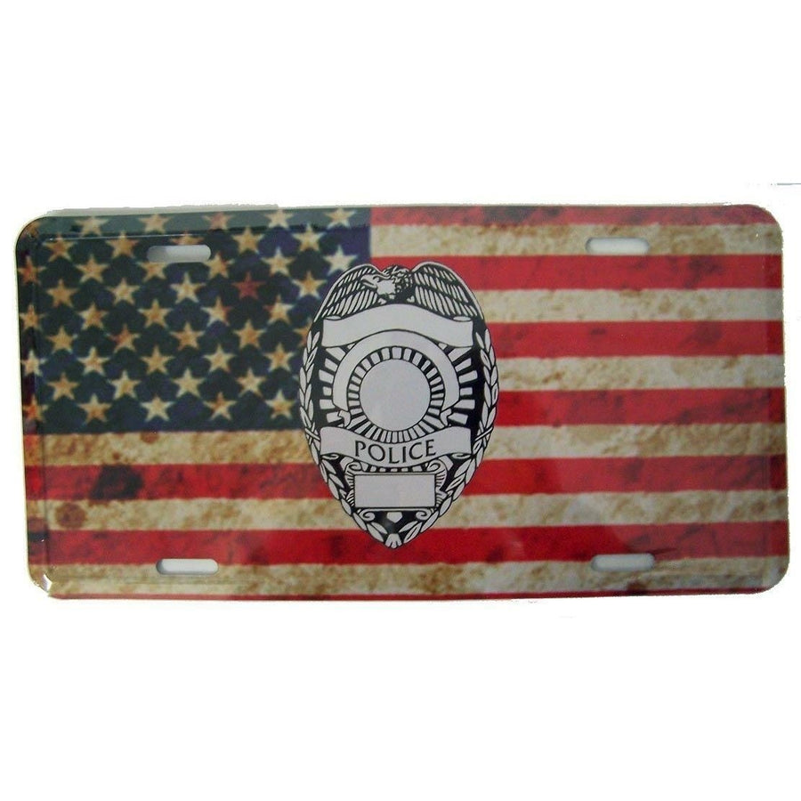 AMERICAN FLAG BADGE novelty LICENSE PLATE metal 6X12 IN 1174 car truck Image 1