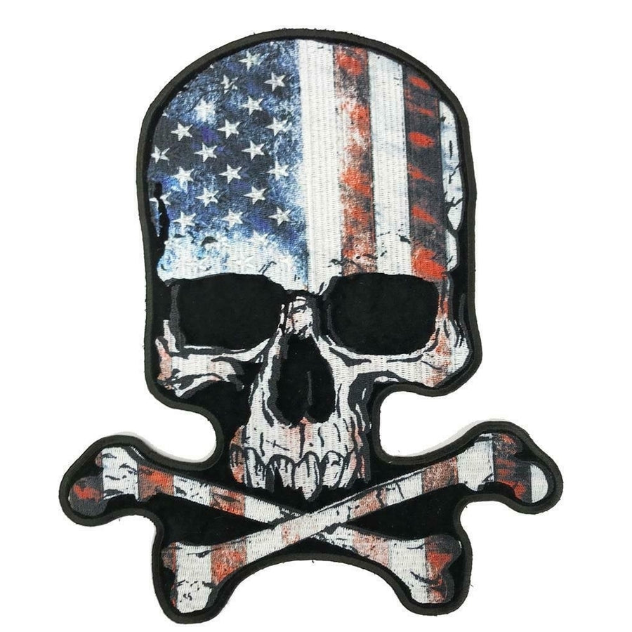 large JUMBO USA SKULL VINTAGE BACK PATCH 104 EMBROIDERED 10 IN BIKER PATCHS Image 1