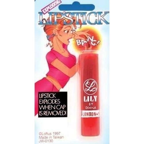 2 TRICK EXPLODING LIPSTICK bang funny practical joke gag fake women lip stick Image 1