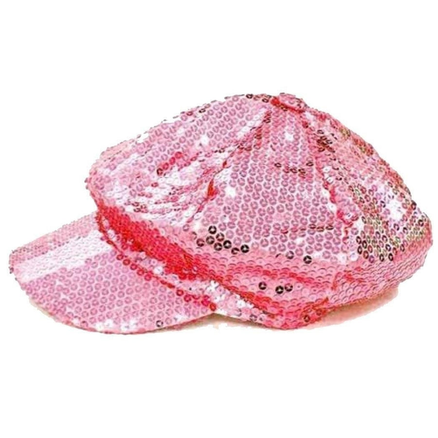 PINK SEQUIN BASEBALL CAP 079 flashy novelty sparkle hat hats game sports Image 1