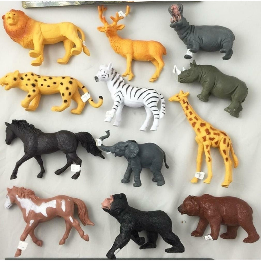 1 pack ASSORTED PLAY 7 INCH RUBBER ZOO WILD ANIMALS toy plastic pvc play animal Image 1