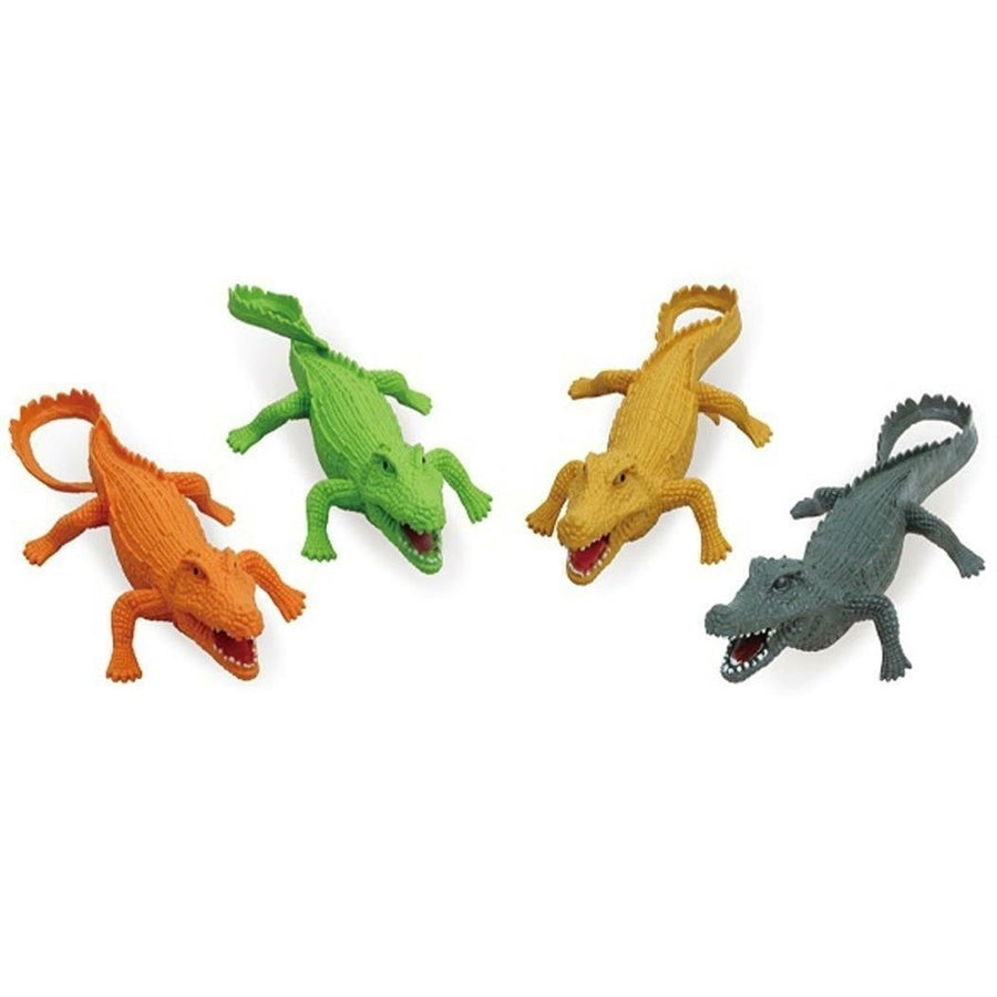 2 pack ASSORTED color PLAY 9 INCH RUBBER ALLIGATOR toy plastic pvc play GATORS Image 1