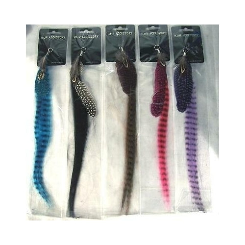 6 FEATHER HAIR EXTENSIONS STYLE B womens color strips highlights clipin feather Image 1
