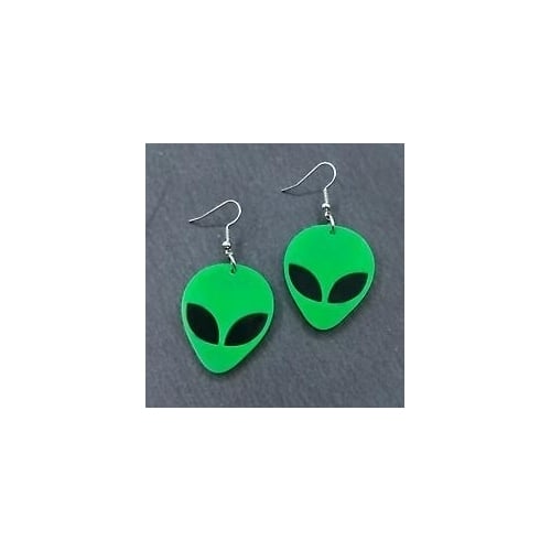 Acrylic Alien Head 2 Earrings ufo jewelry ladies dangle  JL703  novelty Image 1