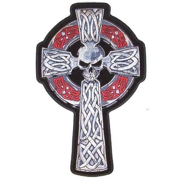 DELUXE 5 INCH EMBROIDERIED CELTIC CROSS WITH SKULL HEAD 3370 back jacket LG Image 1