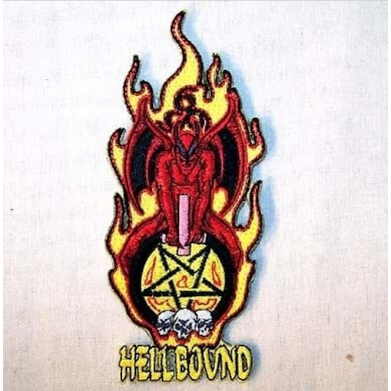 HELLBOUND DEVIL EMBRODIERED PATCH P459 biker jacket iron on sewon patches Image 1