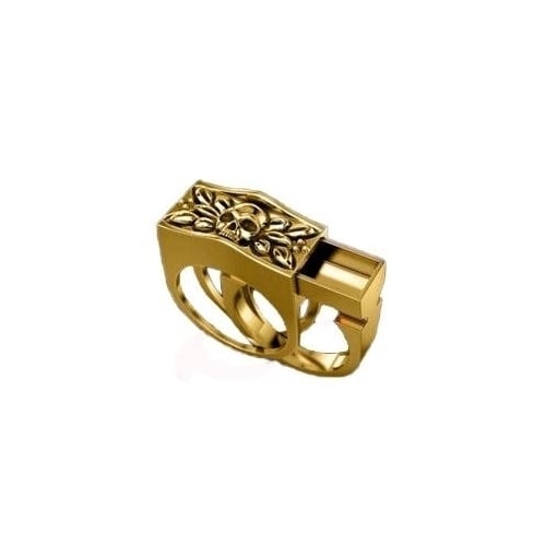 GOLD  HIDDEN COMPARTMENT SKULL RING BRX65 mens womens gothic vintage ne Image 1