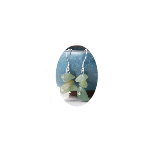 GREEN AVENTURINE STONE CHIPS DANGLE EARRINGS color crystal JL712  jewelry womens Image 1