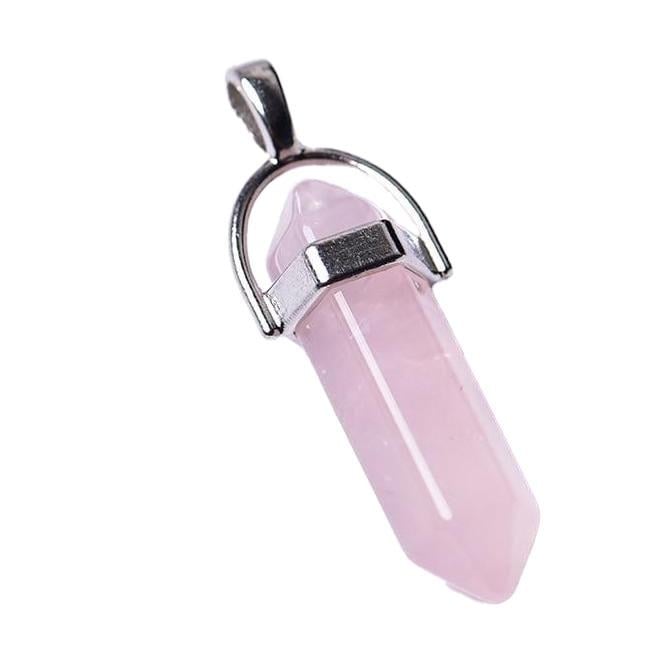 2 pack ROSE QUARTZ BULLET SHAPED PENDANT wire wrapped crystal JL726  jewelry Image 1