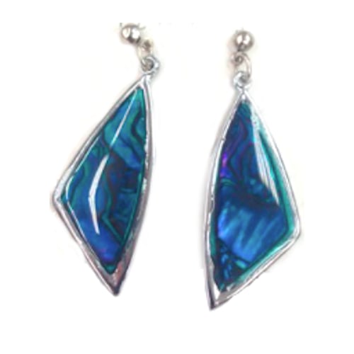 BLUE REAL PAUA SHELL WING SHAPED DANGLE EARRINGS abalone shells jewelry JL728 Image 1