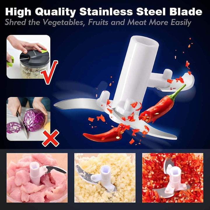 Manual Food Chopper Haandheld Vegetable Cutter Food Grinder With Blades Kitchen Tool Image 4